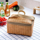 Portable Wicker Rattan Outdoor Camping Picnic Bag Food Container Basket