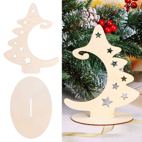 Wooden Christmas Ornaments Wood Slices Christmas Tree Crafts with Stand