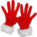 Costume Christmas Red Gloves Holiday Mitten Velvet Gloves With White Furry