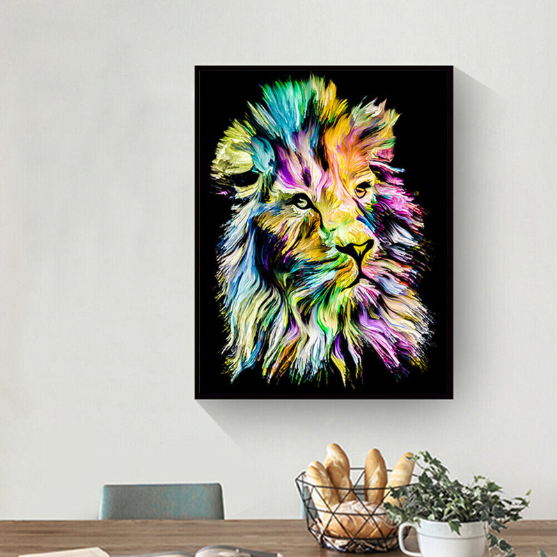 Colorful Tiger 5D DIY Full Round Diamond Painting Animal Rhinestones Crafts