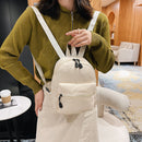 Women Solid Color Backpack Preppy Style School Nylon Mini Rucksack (Beige)