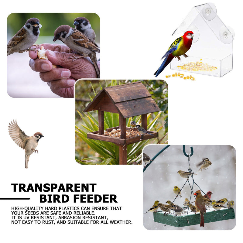 Plastic Window Bird Feeder, Transparent, Suction Cup, House Shape Birdfeeders