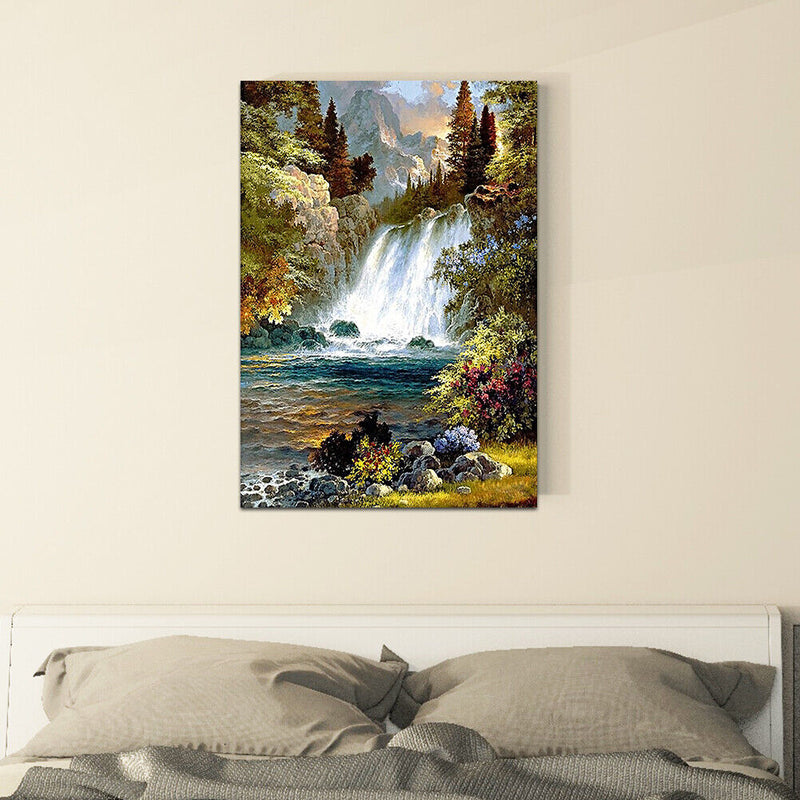 Waterfall Full Drill Round Diamond Painting DIY Needlework Cross Stitch Set