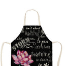 Kitchen Linen Apron Lotus Print Home Cooking Bib Household Baking Pinafore