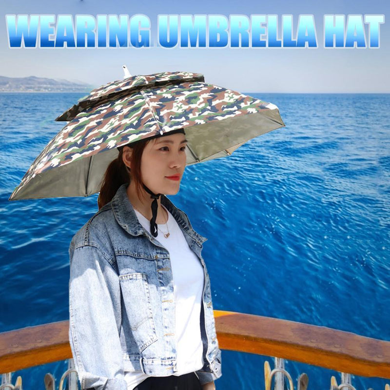 5pcs Foldable Fishing Sunshade Umbrella Hat UV Protection (Camouflage)