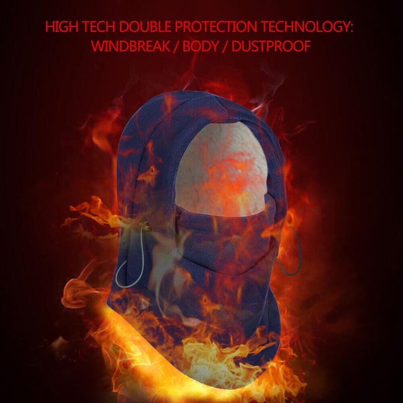 Winter Double Layer Cycling Warm Fleece Cap Windproof Skiing Thermal Hood Hat