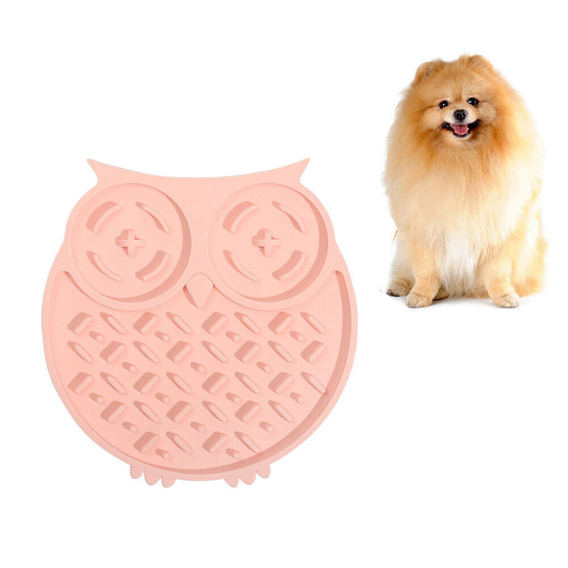 Dog Feeding Lick Mat Cat Feeder Licking Pad Slow Food Feeder Bowls (Pink) Newly