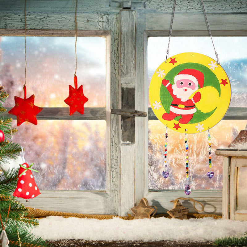 Santa Claus Hanging Pendants DIY Paint By Numbers Kit Handmade Decoration Crafts