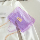 Fashion Women Transparent Messenger Bag Ladies Beach Chain Handbag (Purple)