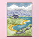 DIY Cotton Thread Highland Cottage Partial Cross Stitch Stamped Embroidery Craft