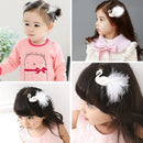 Cute Kids Girls Hairpins Crown Feather Swan Hair Clips Jewelry Gift (White)