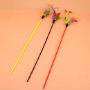 5pcs Funny Elastic Plastic Long Pole Colorful Flower Sticks Feather Tease