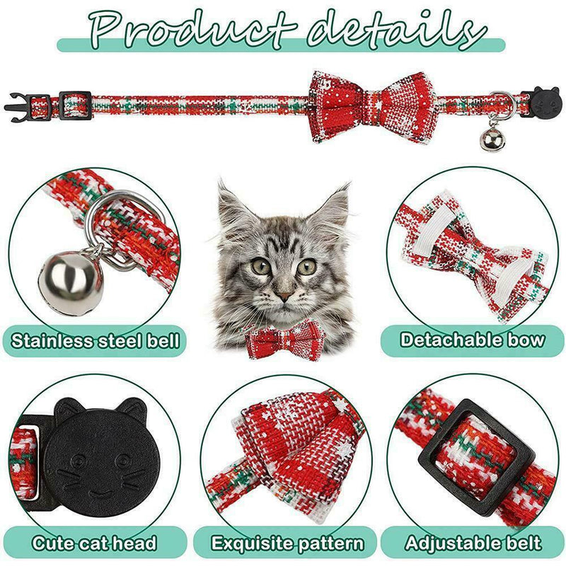 Cat Collar Tartan Plaid Bow Tie Check Adjustable Pet Collars UK Puppy Cat H0J9