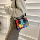 Geometric Colorful Shoulder Bag PU Leather Crossbody Female Satchels Handbags