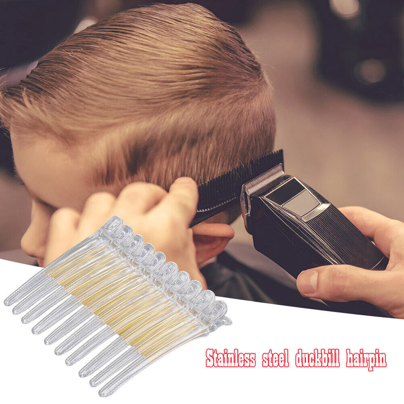 10pcs Hair Care Clip Stainless Steel Hairdressing Sectioning Clamp (White) Newly