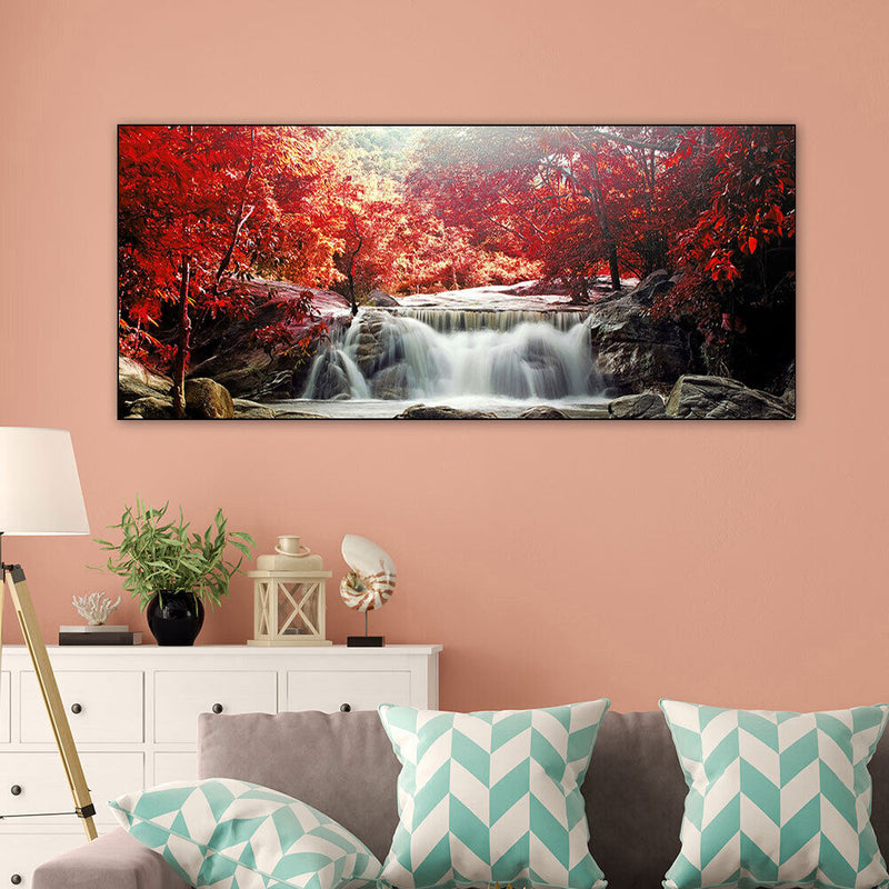 Maple Forest Waterfall Oil Paint By Numbers Kits Picture DIY Gift for Adults Kid