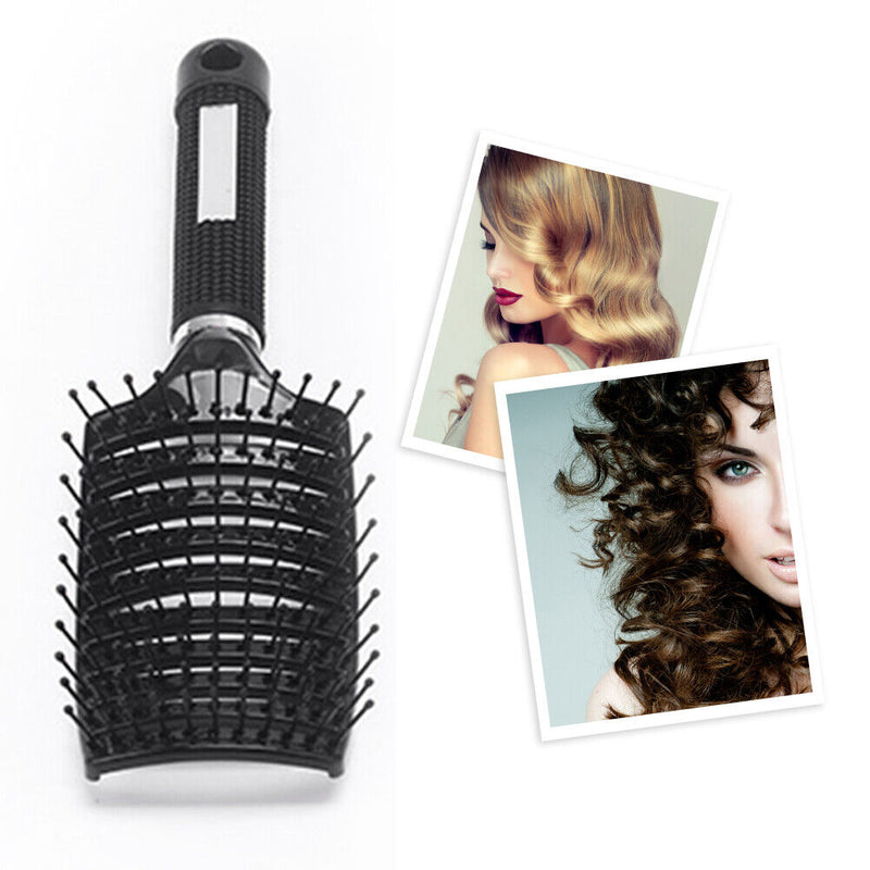 Big Curved Comb Wide Tooth Large Plate Hairdressing Hair Ribs Brush (Black)