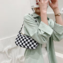 Retro Plaid Print Nylon Shoulder Bags Women Underarm Tote Handbag (Lattice)