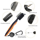 Retractable Golf Club Brush Groove Cleaner w/ Clip for Irons Woods (Orange)
