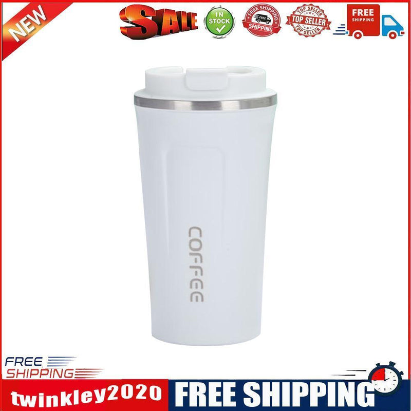 380ml Double Stainless Steel Coffee Car Mug Travel Insulated Bottle (White)