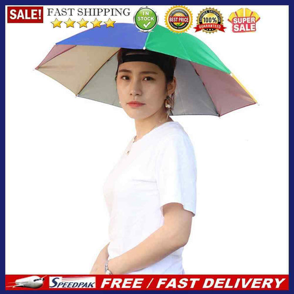 5pcs Outdoor Portable Anti-Rain Anti-Sun Head Umbrella Hat (Watermelon Red)