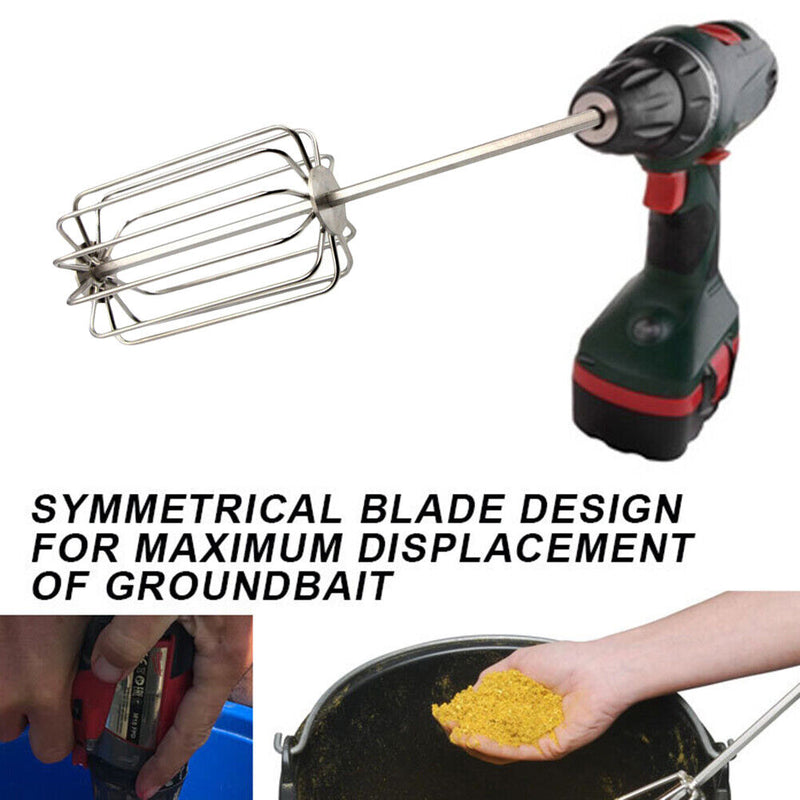 Stainless Steel Groundbait Blender Carp Fishing Lure Bait Whisk Mixing Tackles