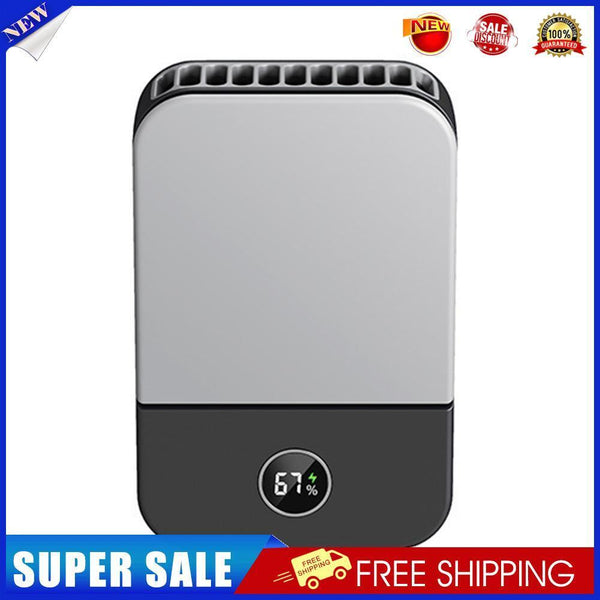 Mini Digital Display Hanging Neck Fan Portable USB Desktop Fans (Black)