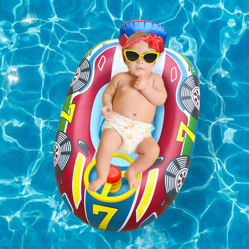 Car Shape Inflatable Swimming Ring Floating Ring with Steering Wheel (Blue)