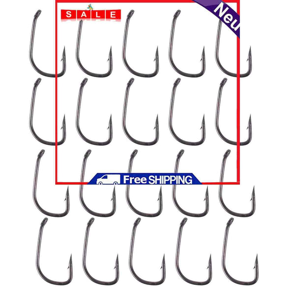 Fishing Hooks Kit, High Carbon Steel Sharp Carp Fish Hooks with Barbs, 20 Pack
