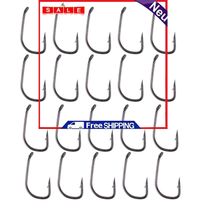 Fishing Hooks Kit, High Carbon Steel Sharp Carp Fish Hooks with Barbs, 20 Pack