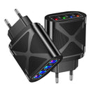4 Port Luminous USB Mobile Phone Charger Travel Adapter Quick Charge Facility