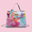 Retro Women Tie Dye Printing Messenger Bag Chain Mini Flap Handbags (Color)