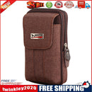 Men Canvas Mobile Phone Bags Double-layer Zipper Fanny Pack (Dark Coffee)