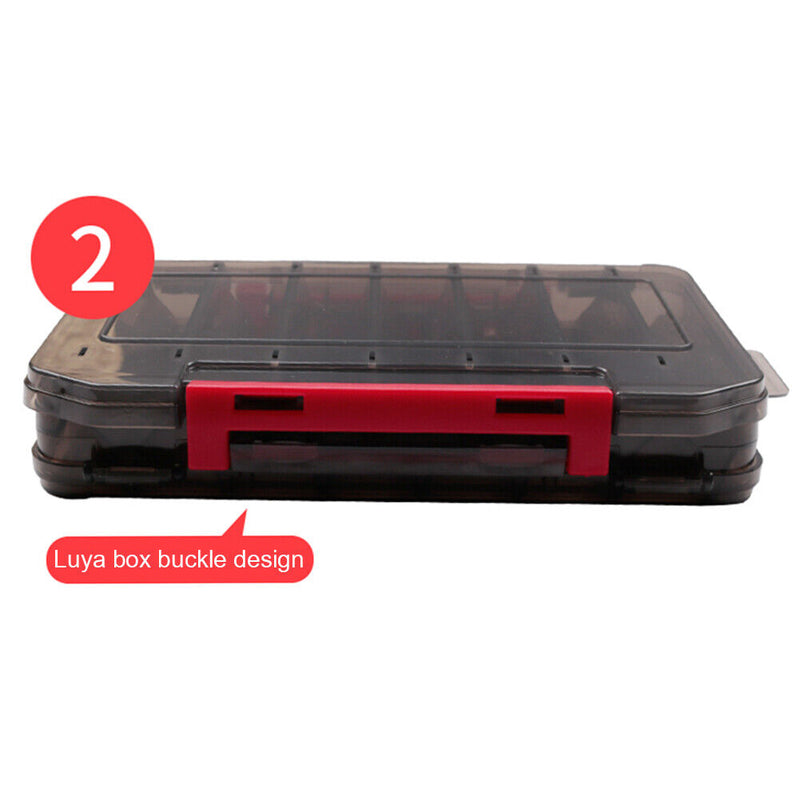 Fishing Lure Box Double Side Bait Case Organizer Fishing Tackle (L Grey) Newly