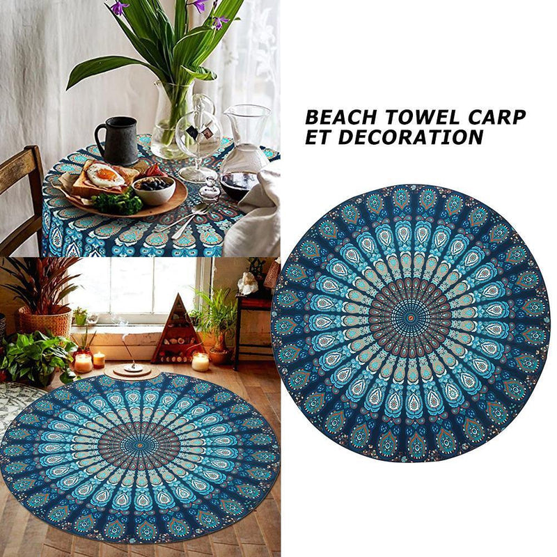 Outdoor Picnic Mat Round Holiday Beach Cushion Blanket Camping Boho Pad Shawl