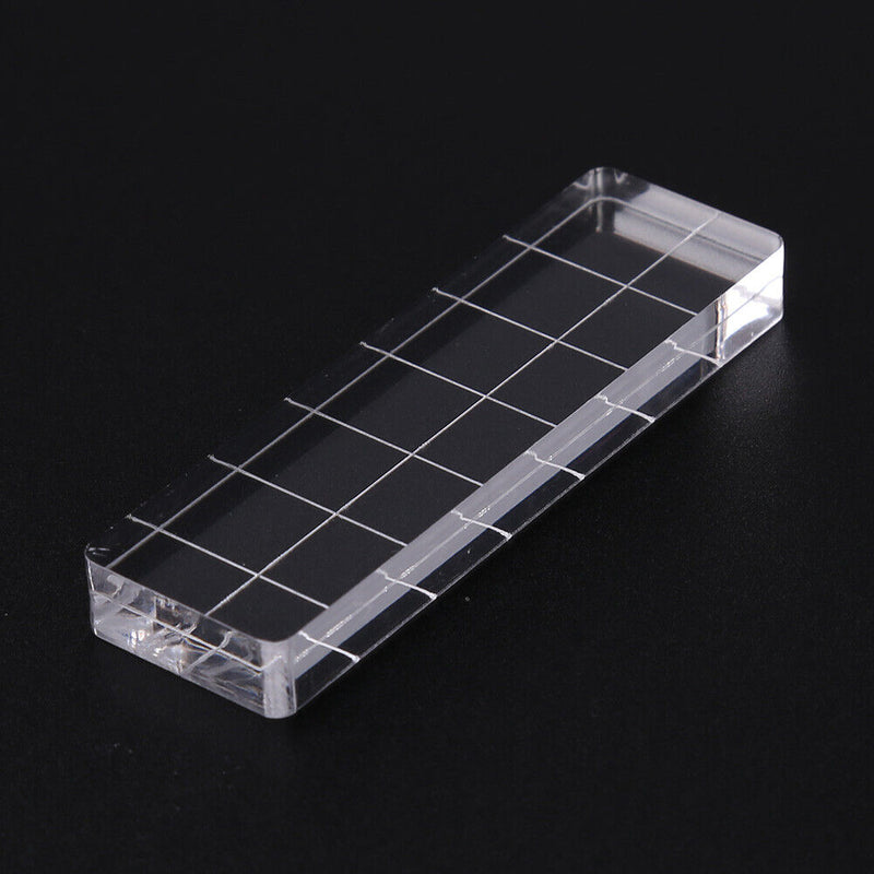 Acrylic Stamp Block Clear Stamping Tool Set with Grid Line Craft (2x7cm) Newly