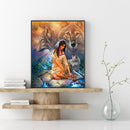 Girl and Wolf Oil Paint By Numbers Kits Canvas Picture Wall Art DIY Craft Color
