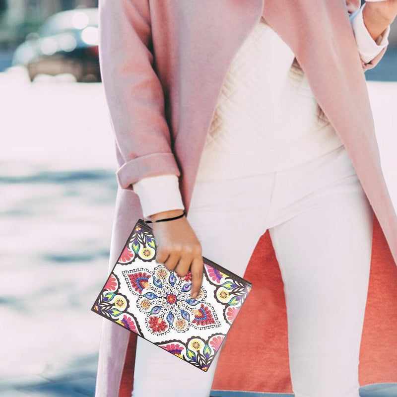 DIY Mandala Special Shaped Diamond Painting Zipper Wallet Wristlet Clutch Newly