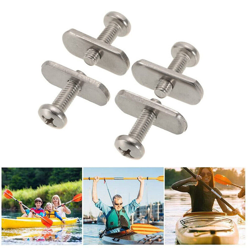 4pcs Stainless Steel Threads Kayak Rail Track M6 Screw Nuts Mounting Accessories