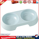 Plastic Feeding Double Bowl 2 in 1 Puppy Cat Food Water Container (Blue) Newly