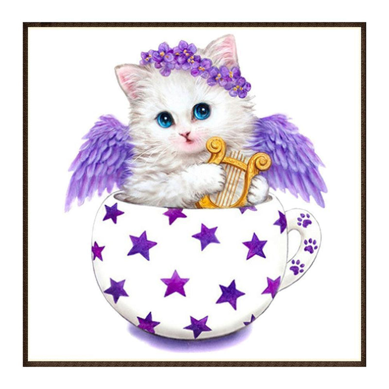 Cat 5D DIY Diamond Painting Embroidery Mosaic Needlework Home Decor(Purple)