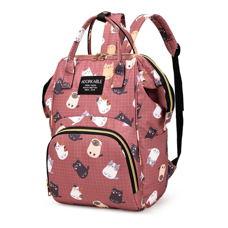Fashion Women Printing Mummy Diaper Bag Nappy Large Handbag (Cartoon Cats)