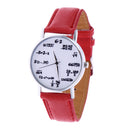 Women Mens Leather Stainless Steel Letter Sport Wristwatch (Red)