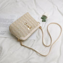 Women Shoulder Bag Straw Weave Phone Purse Zip Shell Shoulder Crossbody Handbag