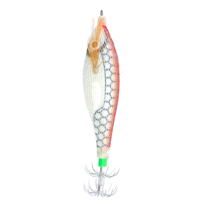 Luminous Artificial Jigs Fishing Lures Cuttlefish Catcher Tackle (Orange White)