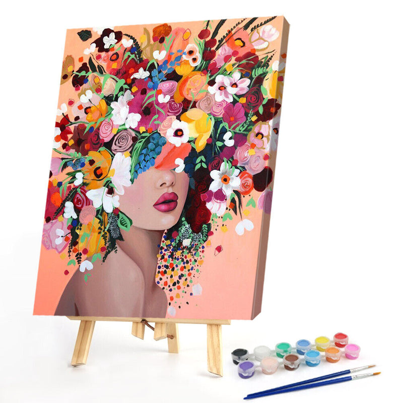 Paint By Numbers Girl Color Drawing DIY Wall Art Frameless Hand Painted Picture