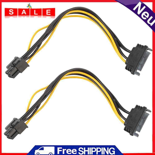 2pcs 15pin SATA to 6pin PCI-e PCI Express Adapter Cable for Video Card