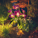 2x LED Solar Garden Orchid Light Waterproof Landscape Fence Decor (Purple) Newly