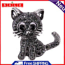 Alloy Crystal Cute Cat Brooch 28*31*3mm Diamond Board