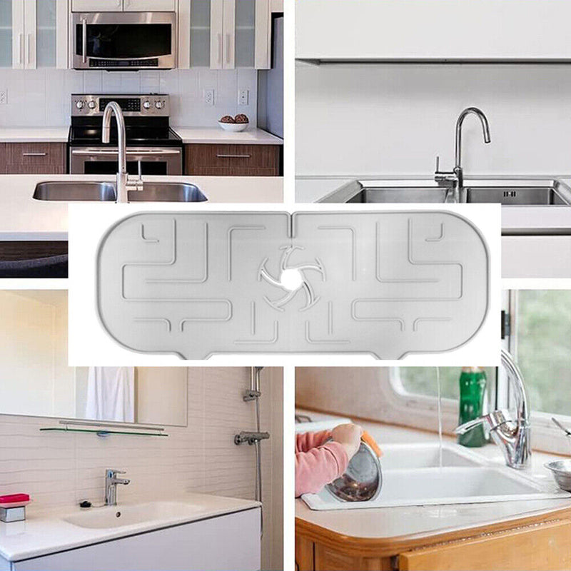 Faucet Absorbent Draining Mat Splash Guard Sink Water Drying Pad (White) Newly